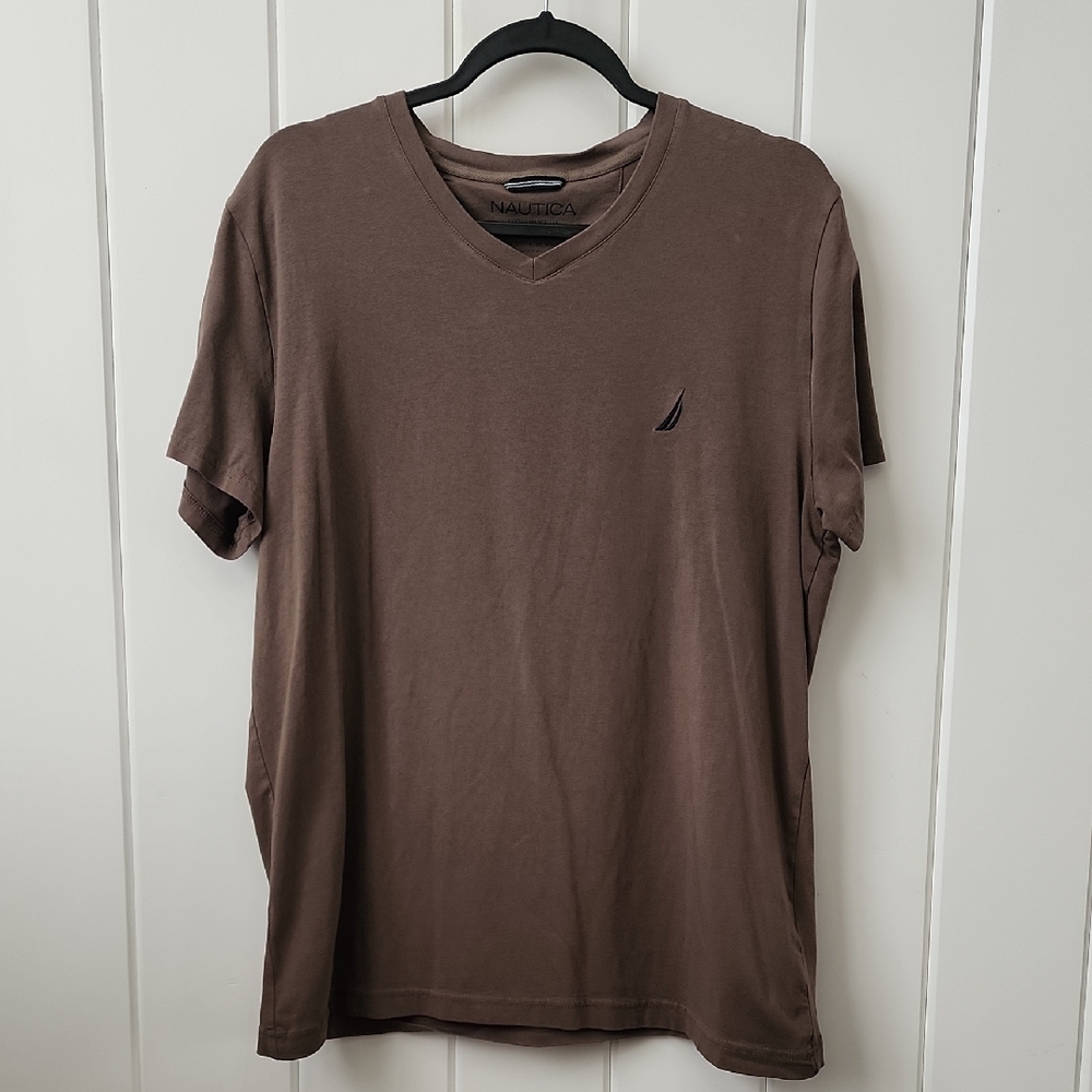 Nautica Men's Short Sleeve Brown Tee